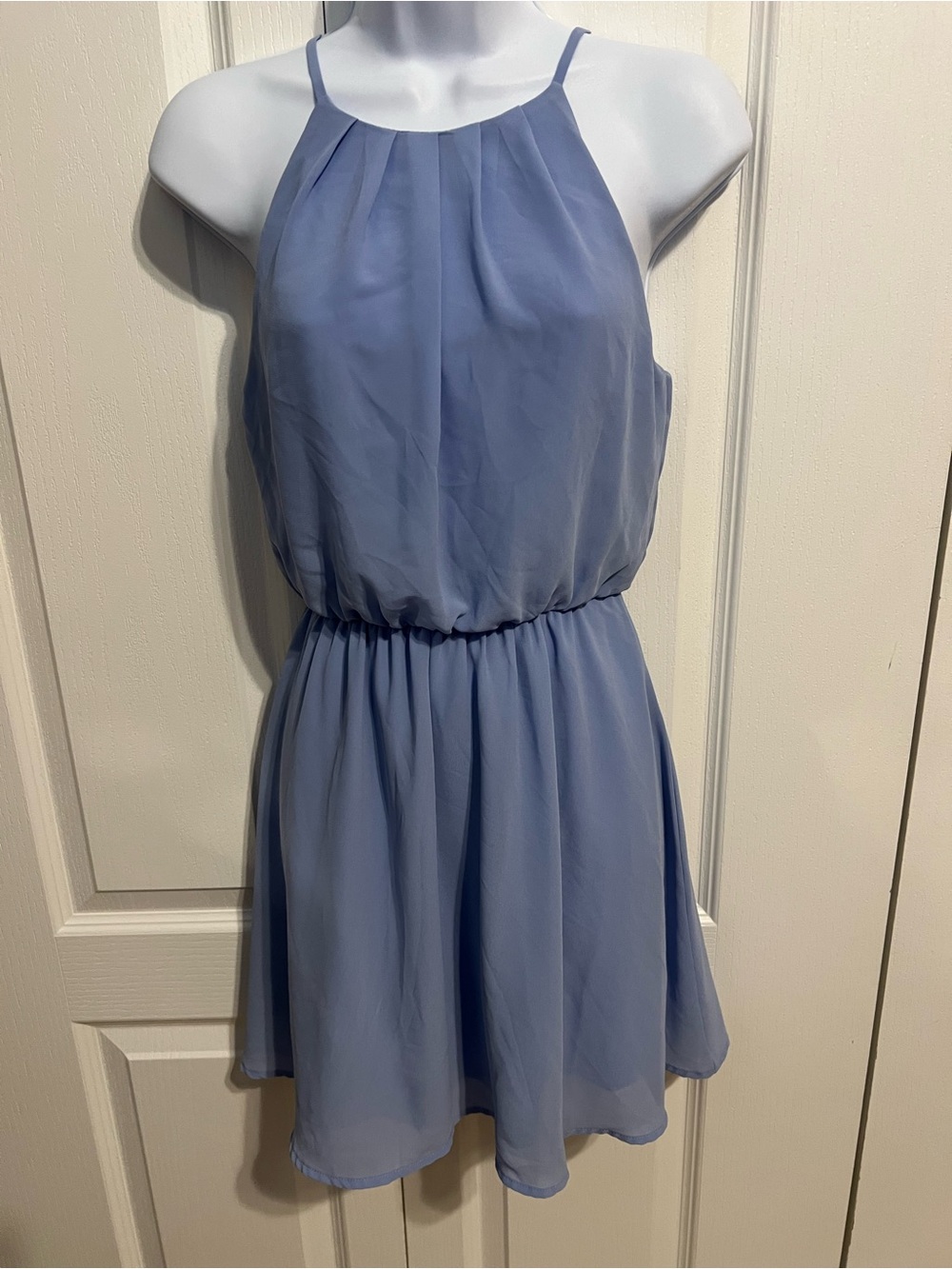 Lush Light Periwinkle Blue Chiffon Halter Top